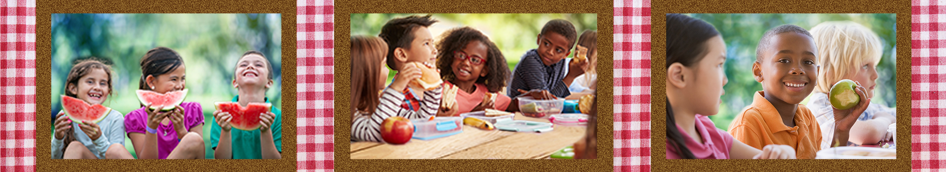 banner with photos of children enjoying food