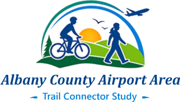 Albany County Airport Area - Trail Connector Study (with decorative graphic image of people walking and biking)